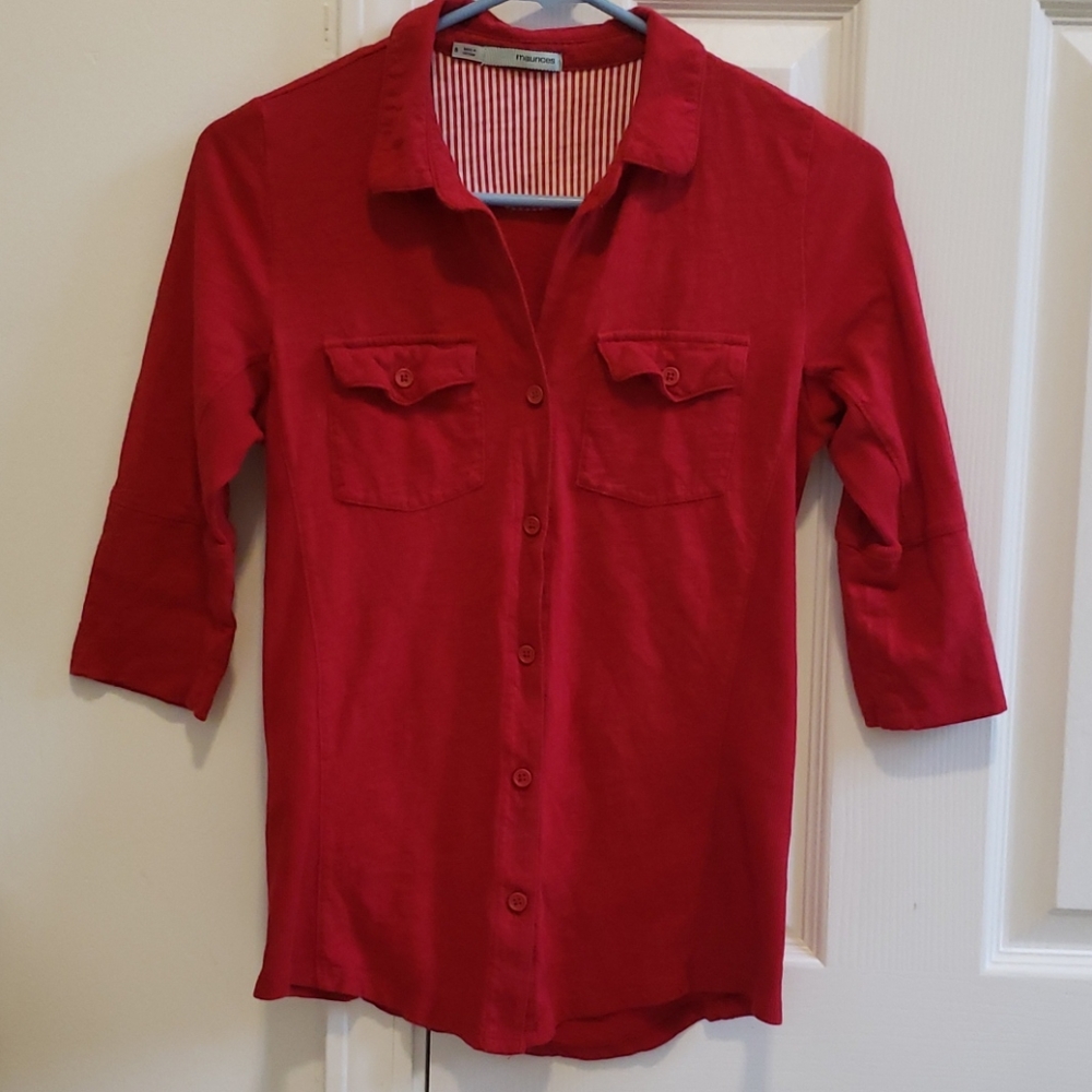 Maurices Red Button Up